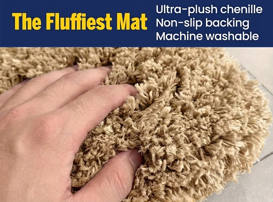 Muddy Mat® Juego de 2 alfombras de baño mullidas, alfombras de microfibra suaves y absorbentes, antideslizantes, de secado rápido y lavables a máquina para suelo, bañera, ducha e inodoro, 20"x30" + 20"x20" en forma de U