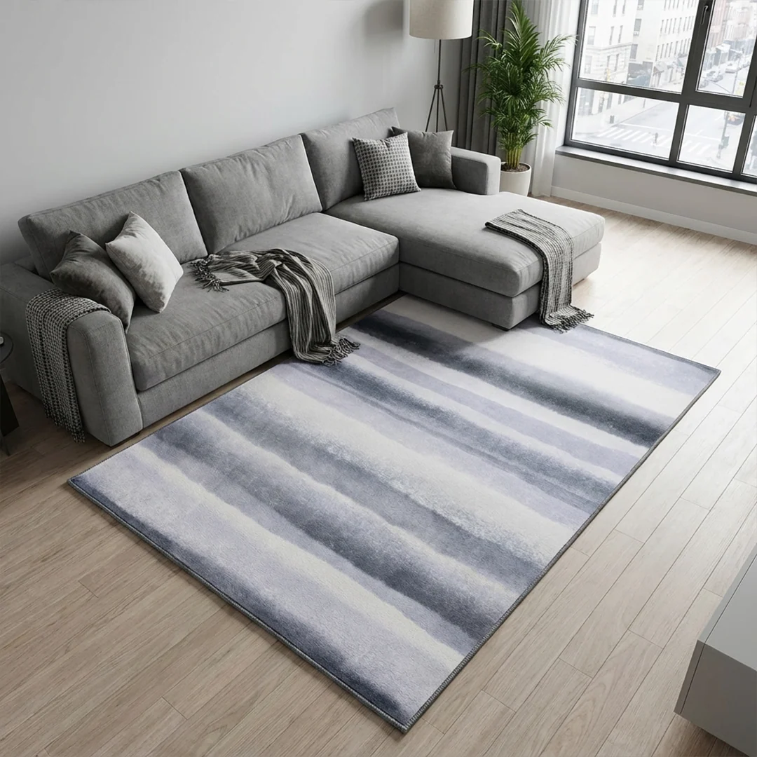 Muddy Carpet Mist Washable Area Rug, Soft Low Pile Non Slip Carpet for Living Room and Bedroom