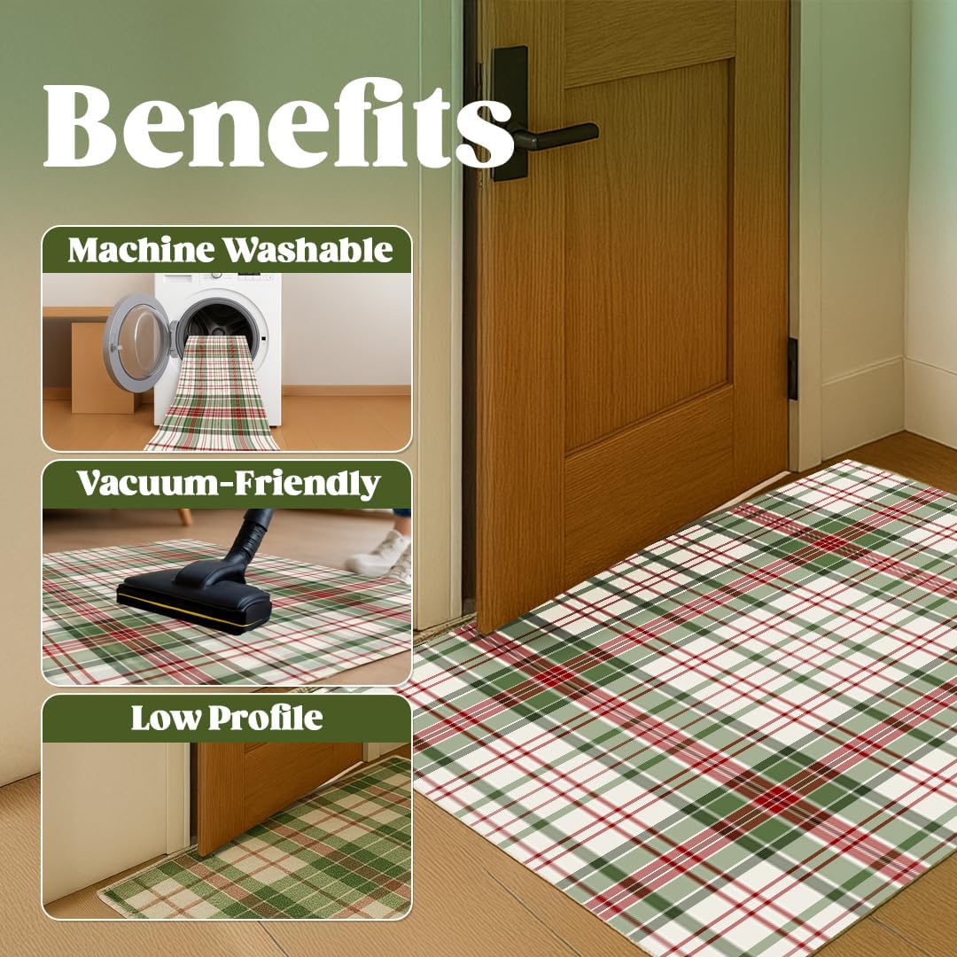 Muddy Carpet Plaid Washable Area Rug for Living Room, Bedroom and Dining Room