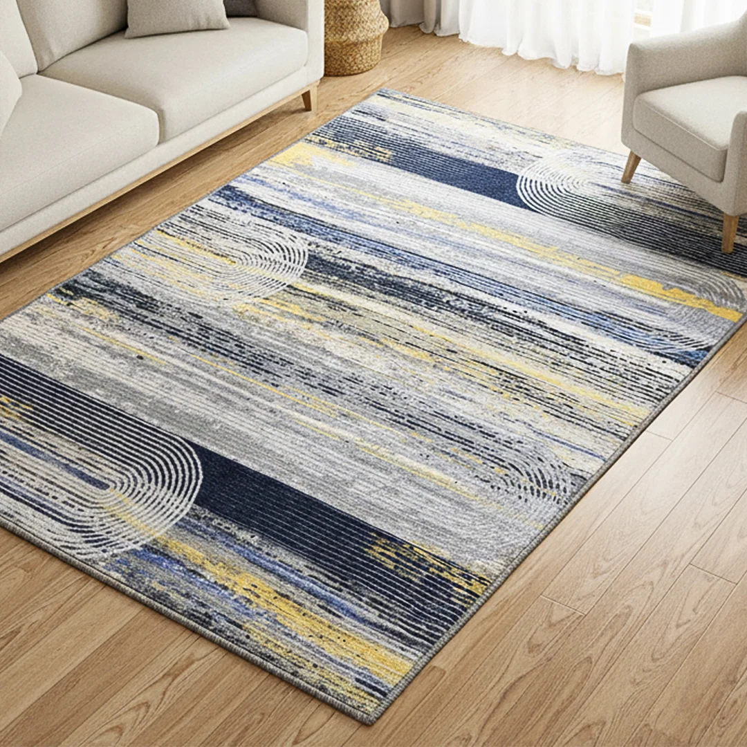 Horizon Washable Area Rug for Dining Room and Living Room, Soft Low Pile Non Slip Carpet