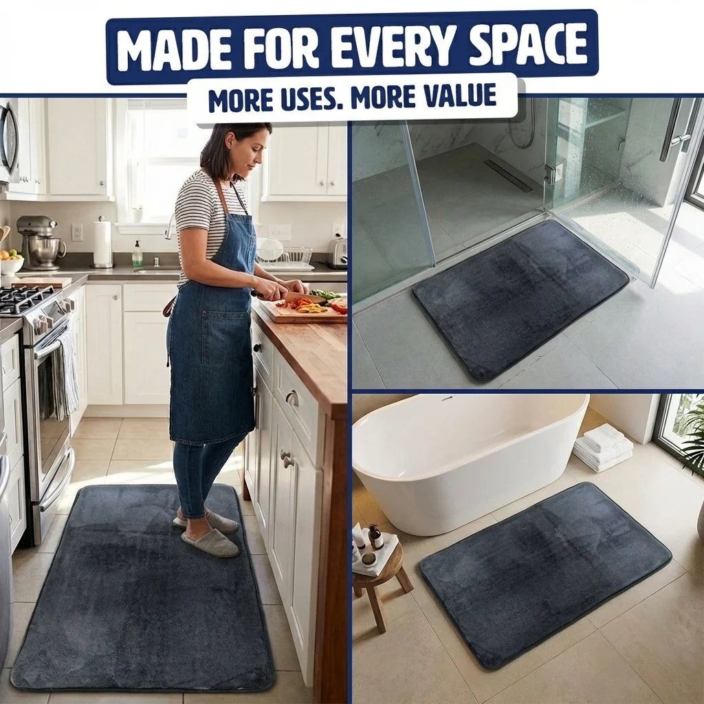 Muddy Mat® Memory Foam Bath Mat – Velvet Soft Non Slip Bathroom Rugs, Thick Absorbent Bath Rugs, Washable Bath Mat for Bathroom Floor and Shower