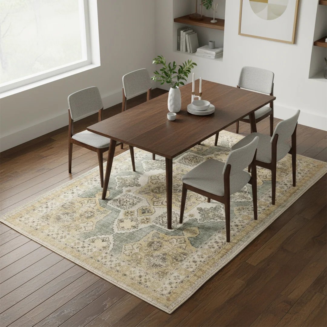 Monarch Pet Friendly Washable Area Rug for Dining Room