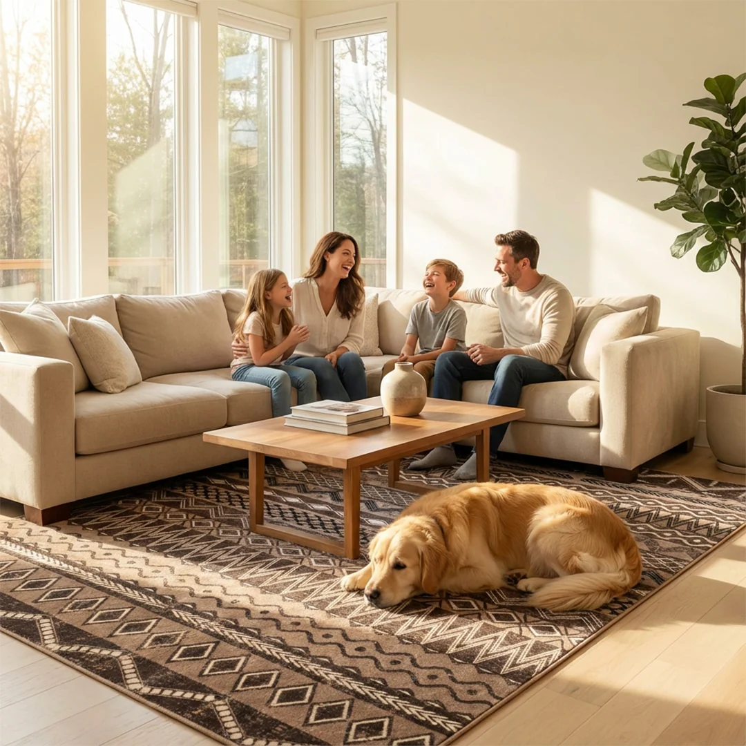 Nomad Pet Friendly Waterproof Foldable Area Rug by Muddy Carpet for Living Rooms and Bedrooms