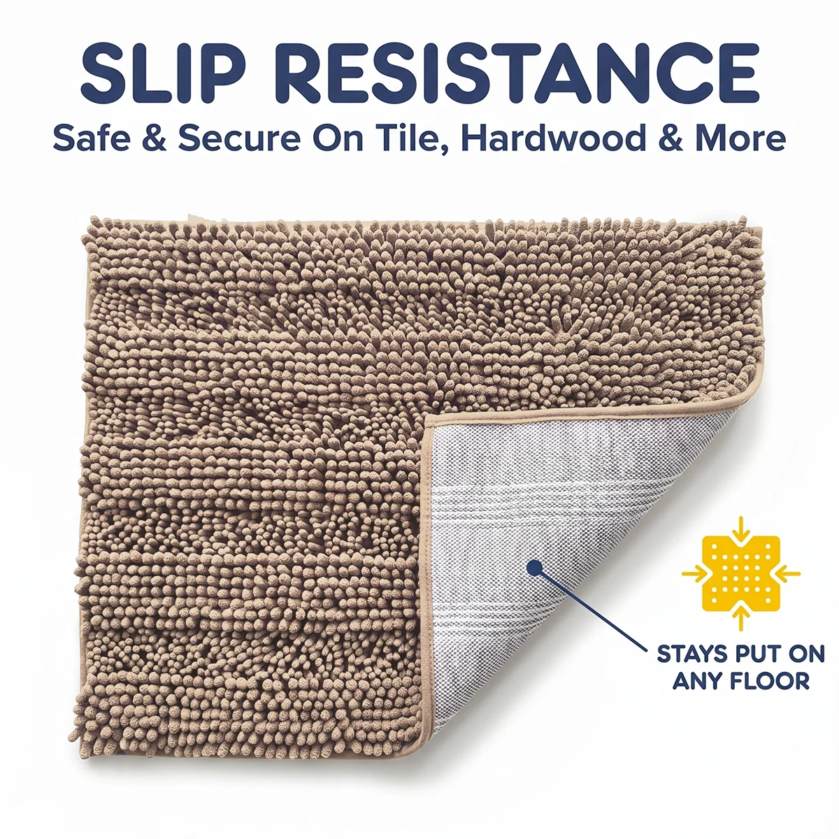 Muddy Mat® StripeMax Golvmatta för hundar med leriga tassar – Tjock plyschig randig chenillematta, Muddy Carpet®, superabsorberande mikrofiber, snabbtorkande, halksäker, tvättbar innematta