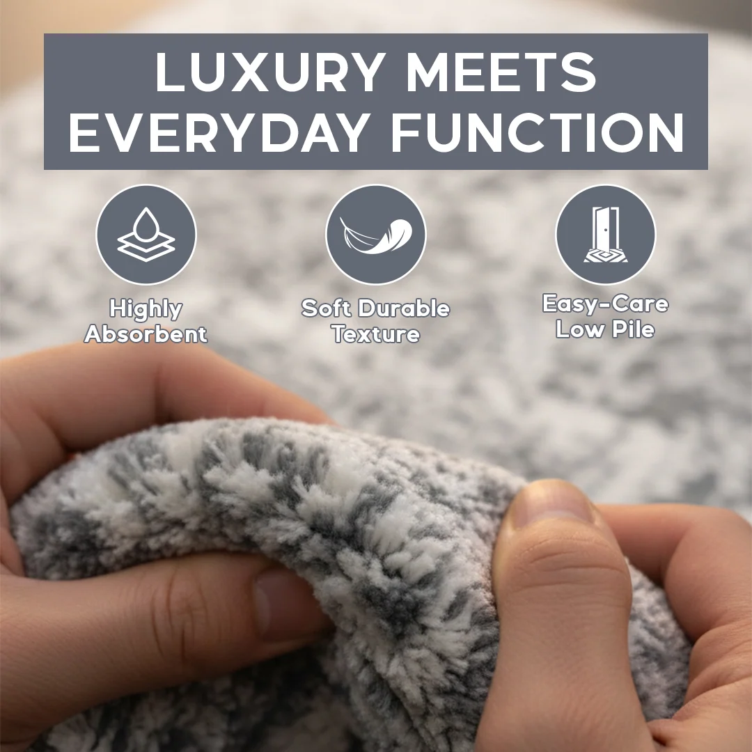 Alfombra lavable Muddy Mat Frostbell - de pelo bajo suave y antideslizante para sala de estar, dormitorio y comedor