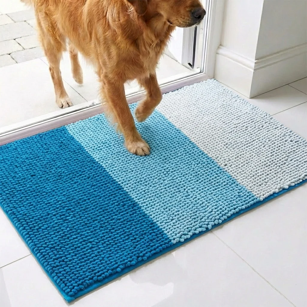Muddy Mat® Tapis de porte pour chien en chenille à boucles verticales super absorbant pour pattes boueuses – antidérapant, lavable en machine, tapis d'entrée intérieur, séchage rapide pour entrée