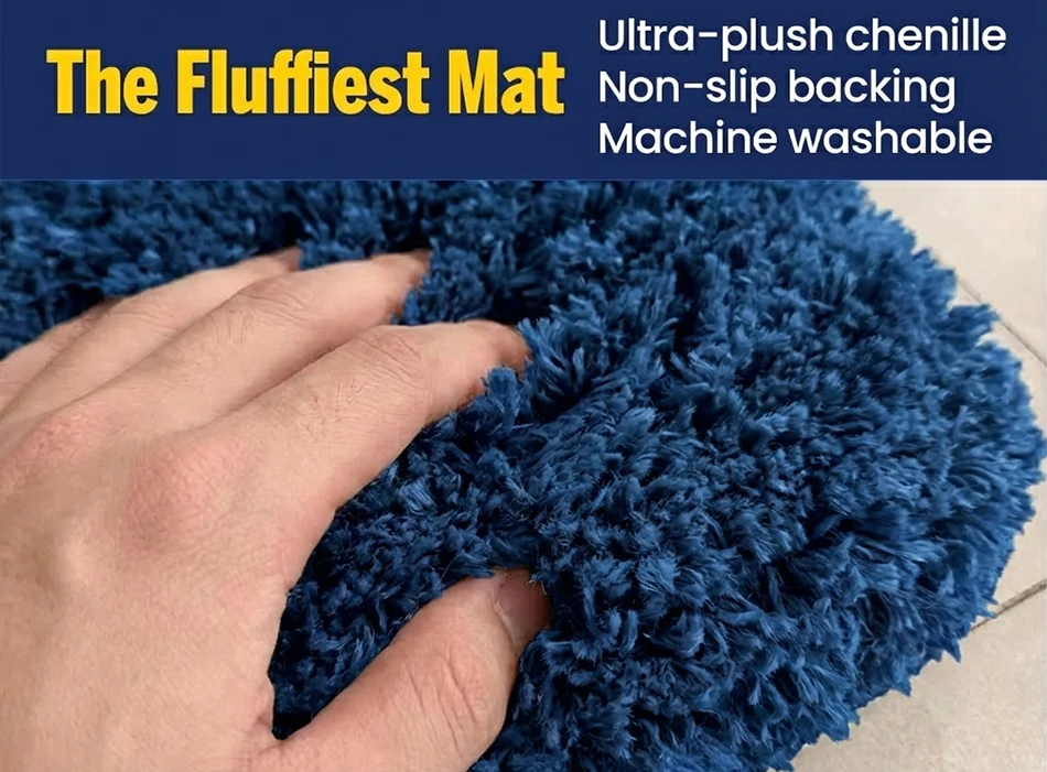 Muddy Mat® Juego de 2 alfombras de baño mullidas, alfombras de microfibra suaves y absorbentes, antideslizantes, de secado rápido y lavables a máquina para suelo, bañera, ducha e inodoro, 20"x30" + 20"x20" en forma de U