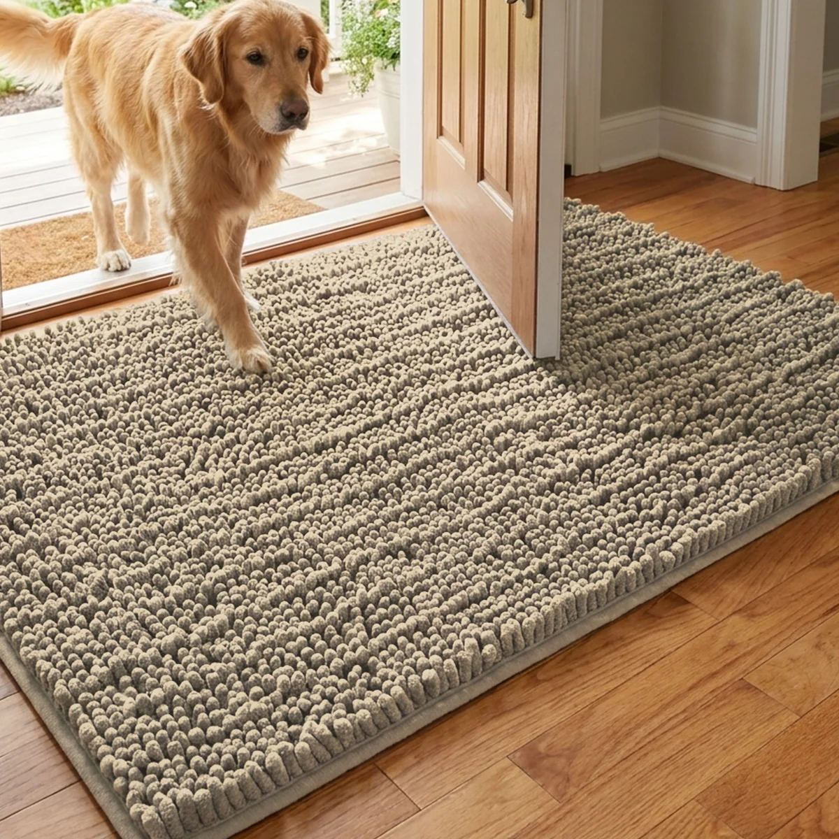 Muddy Mat® MudMax Dog Door Mat for Muddy Paws – Ultra Water Absorbing Mat Chenille Muddy Carpet® Soaks 5X Water, Microfiber Quick Dry, Slip Resistant Machine Washable Indoor Mat
