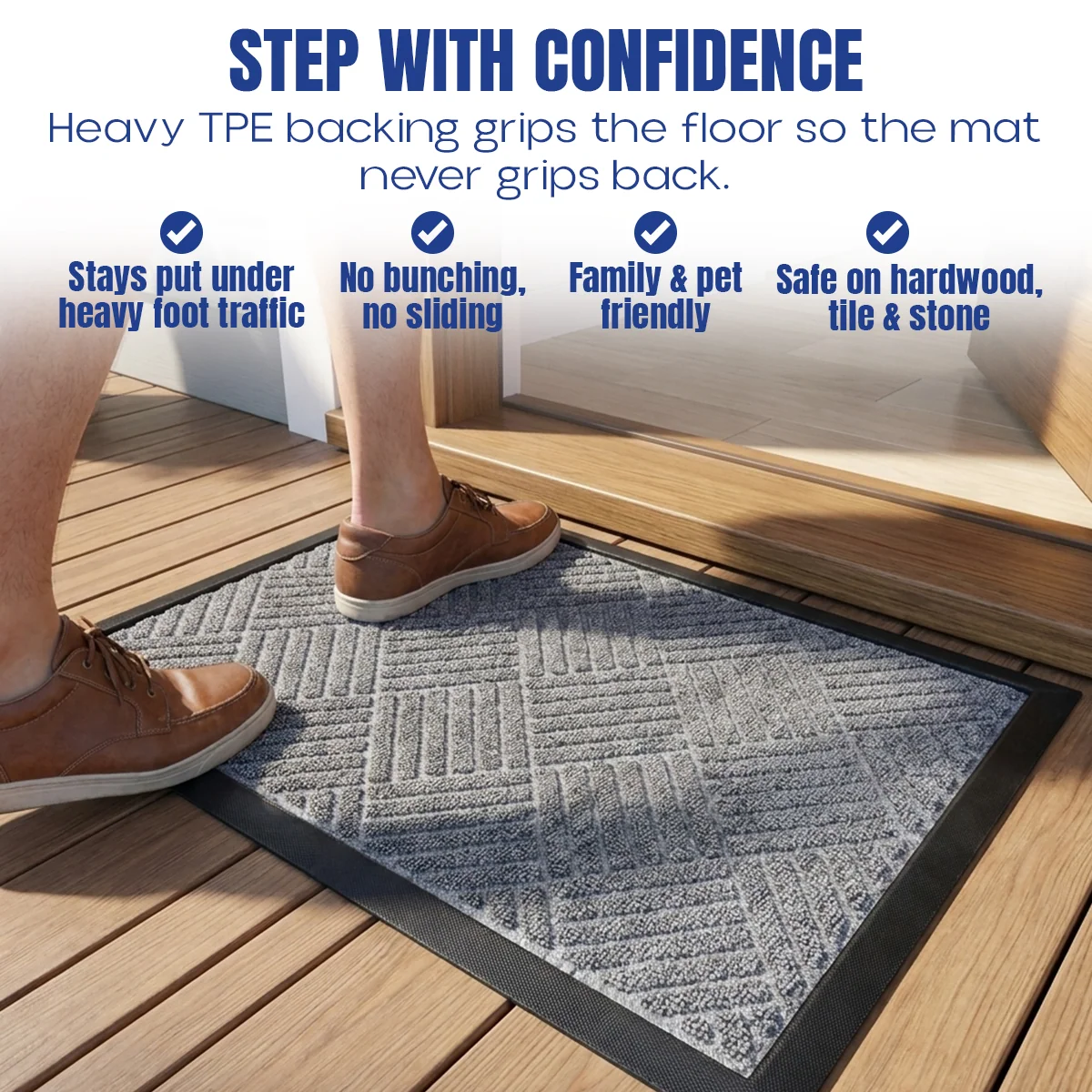Muddy Mat® Tapete de puerta exterior 3D resistente Meshy Mat con estampado