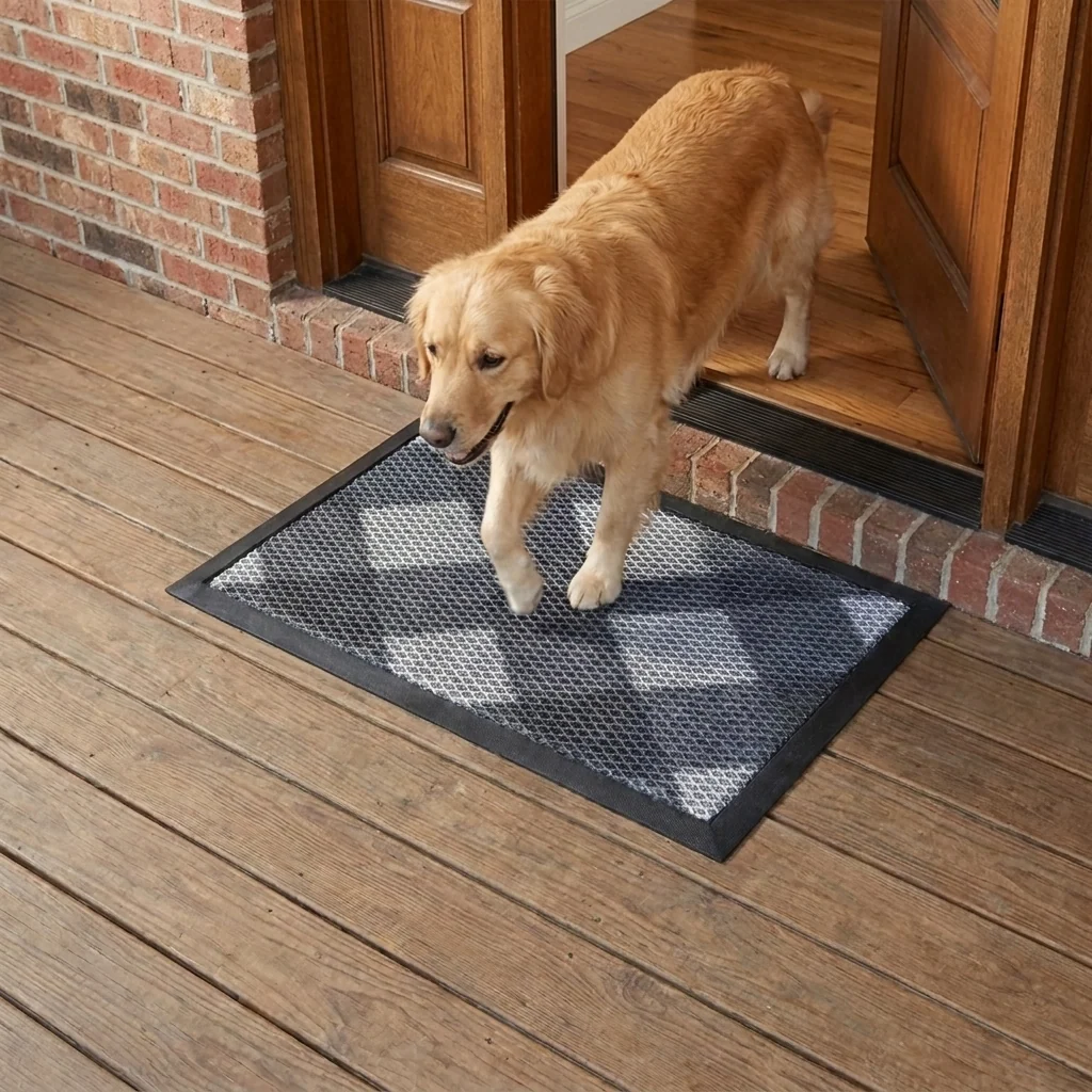 Muddy Mat® Tapete de puerta exterior 3D resistente Meshy Mat con estampado