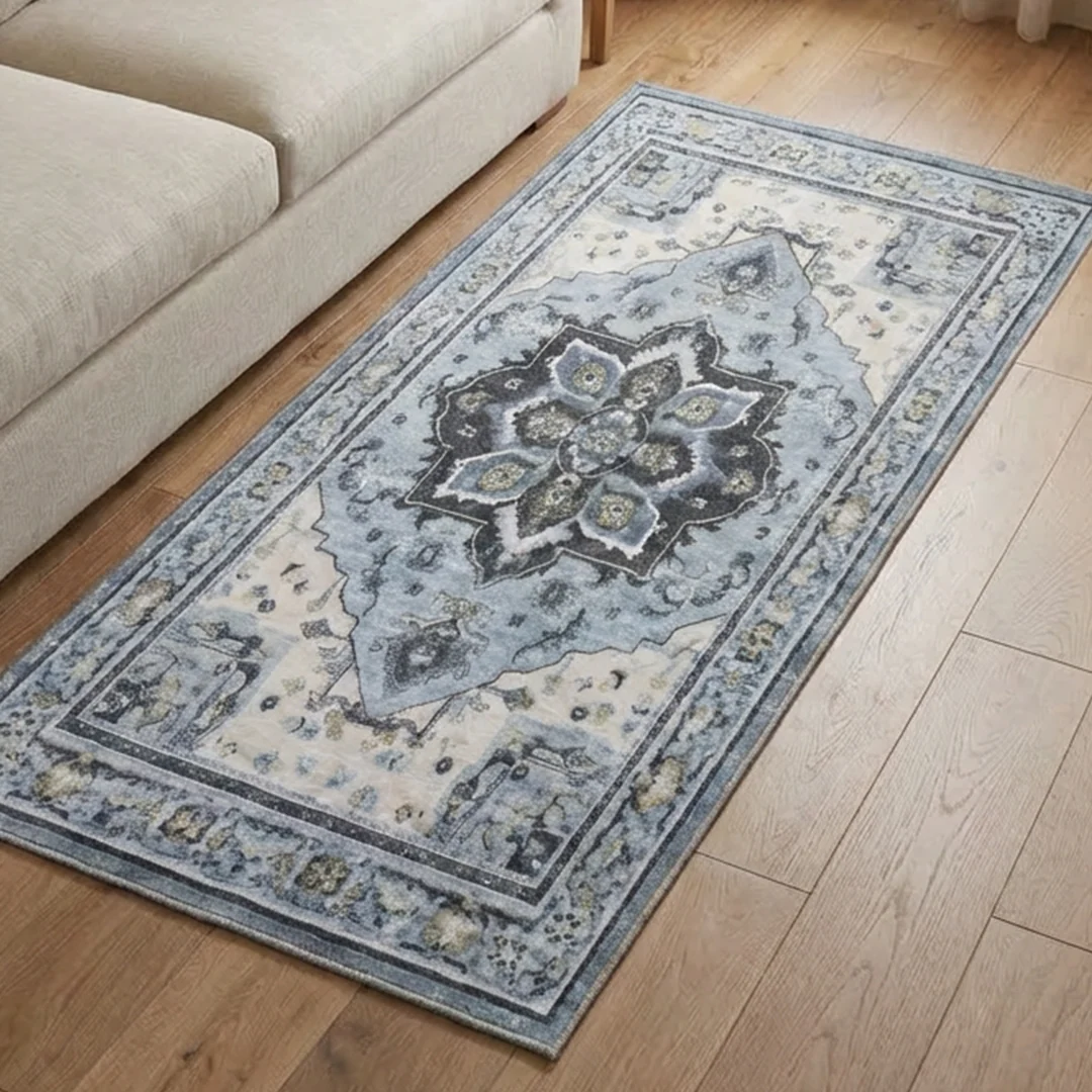Azure vaskbar tæppe fra Muddy Carpet til stue og spisestue