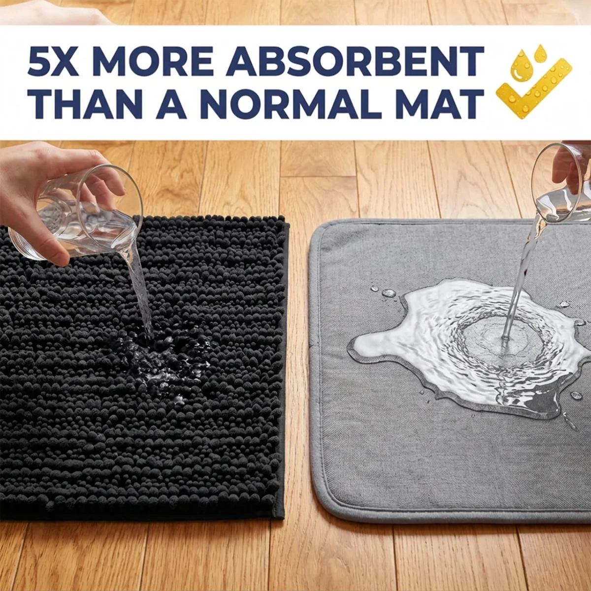 Muddy Mat® DuoMax Hundedørmatte for sølete poter – Absorberende matte med to teksturer chenille inngangsmatte Muddy Carpet®, mikrofiber hurtigtørkende, sklisikker maskinvaskbar innendørsmatte