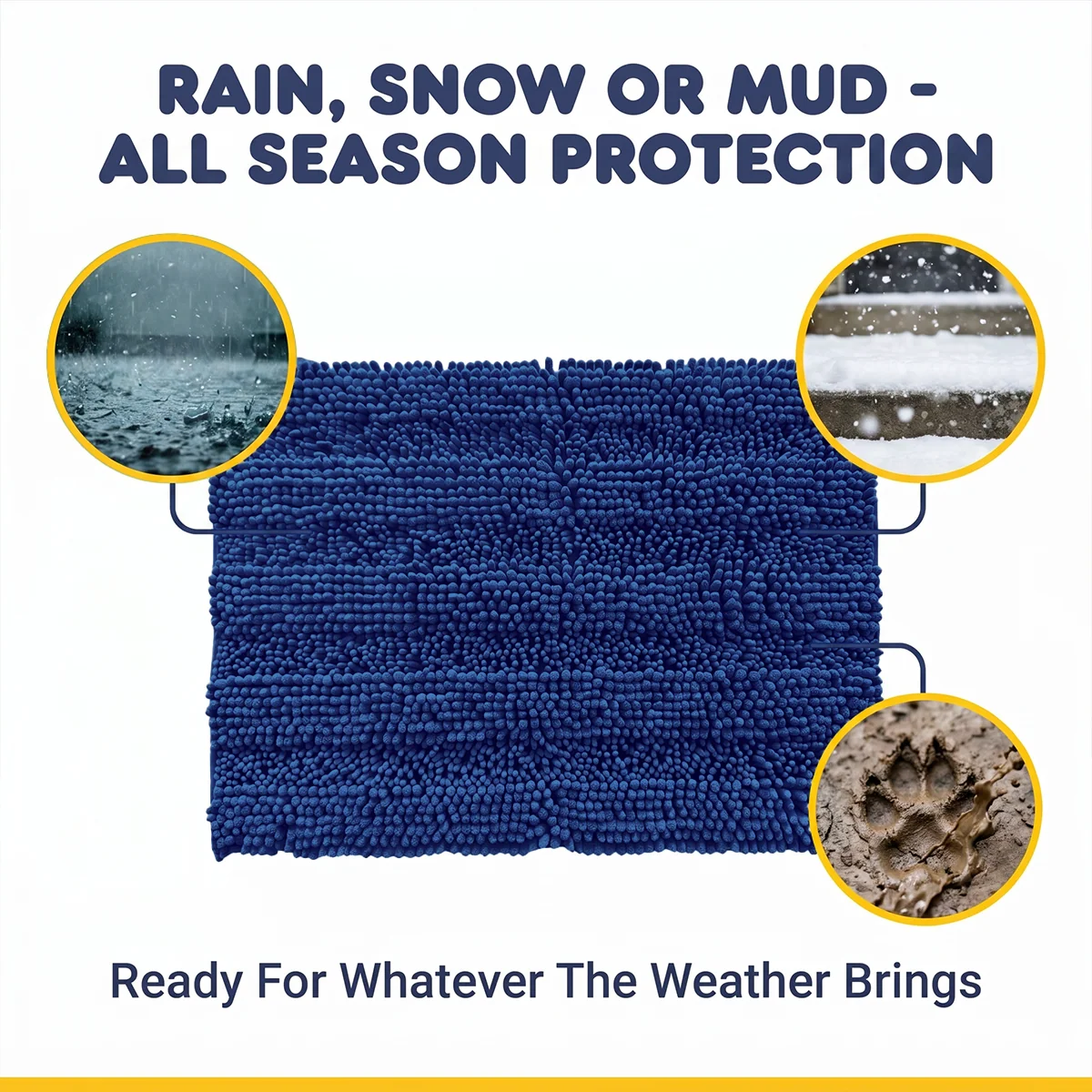 Muddy Mat® StripeMax Golvmatta för hundar med leriga tassar – Tjock plyschig randig chenillematta, Muddy Carpet®, superabsorberande mikrofiber, snabbtorkande, halksäker, tvättbar innematta