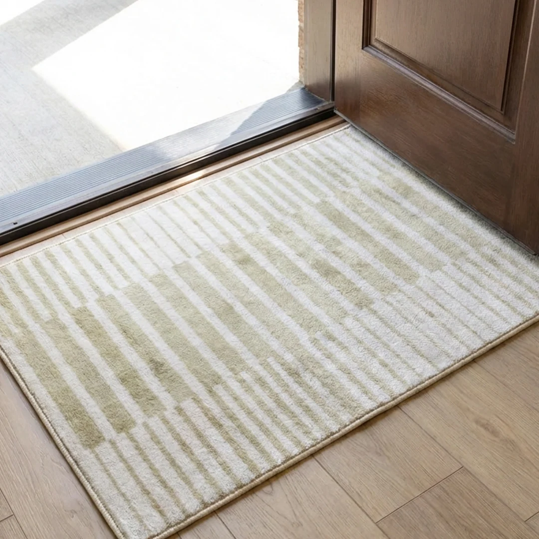 Muddy Mat Creamline Washable Area Rug - Soft Low Pile Non Slip Carpet for Living Room, Bedroom and Dining Room