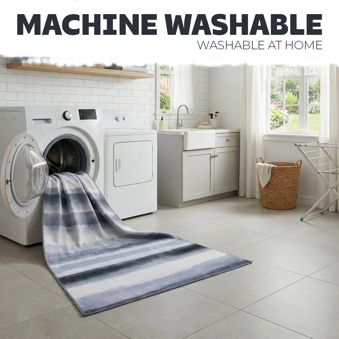 Muddy Carpet Mist Washable Area Rug, Soft Low Pile Non Slip Carpet for Living Room and Bedroom