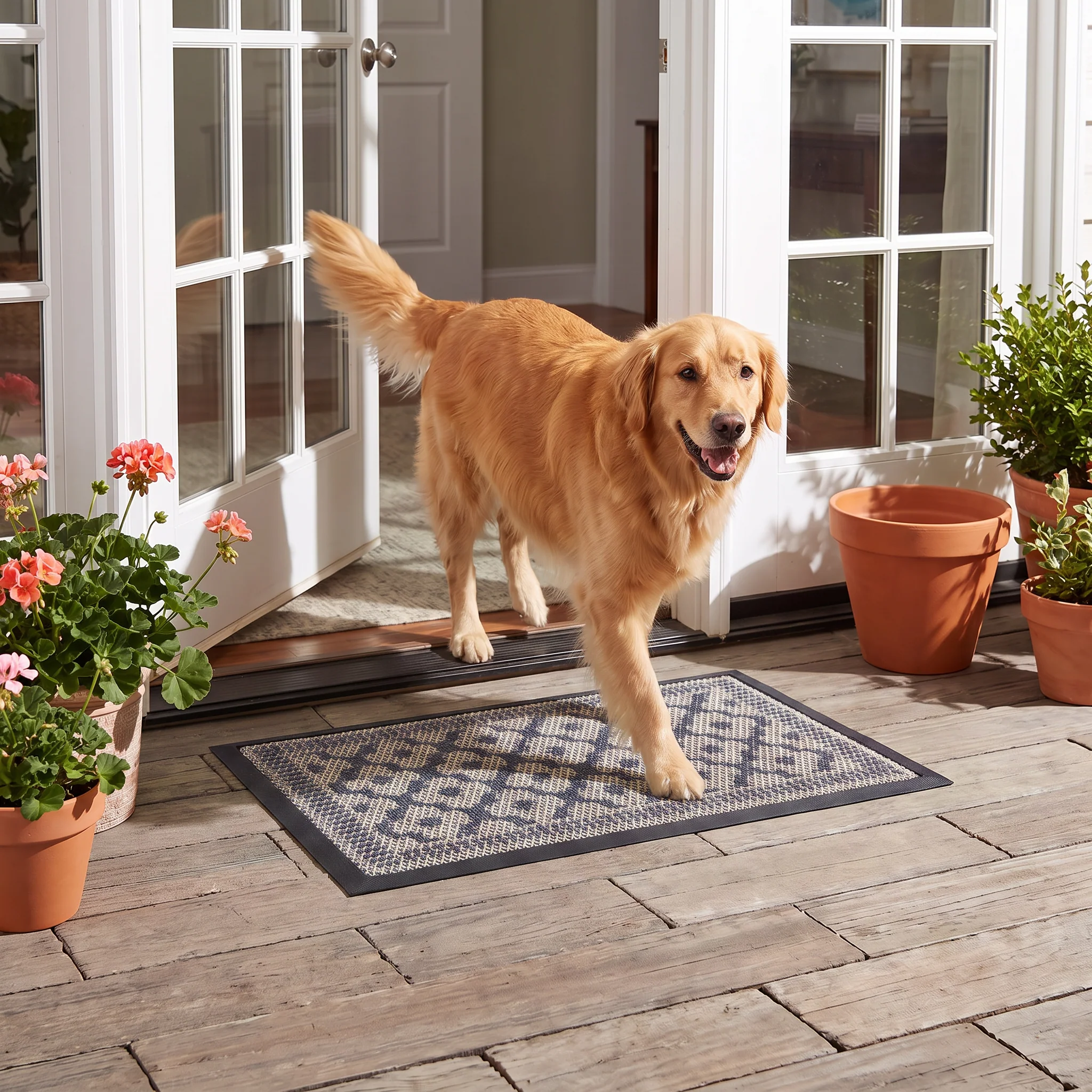 Muddy Mat® Tapete de puerta exterior 3D resistente Meshy Mat con estampado