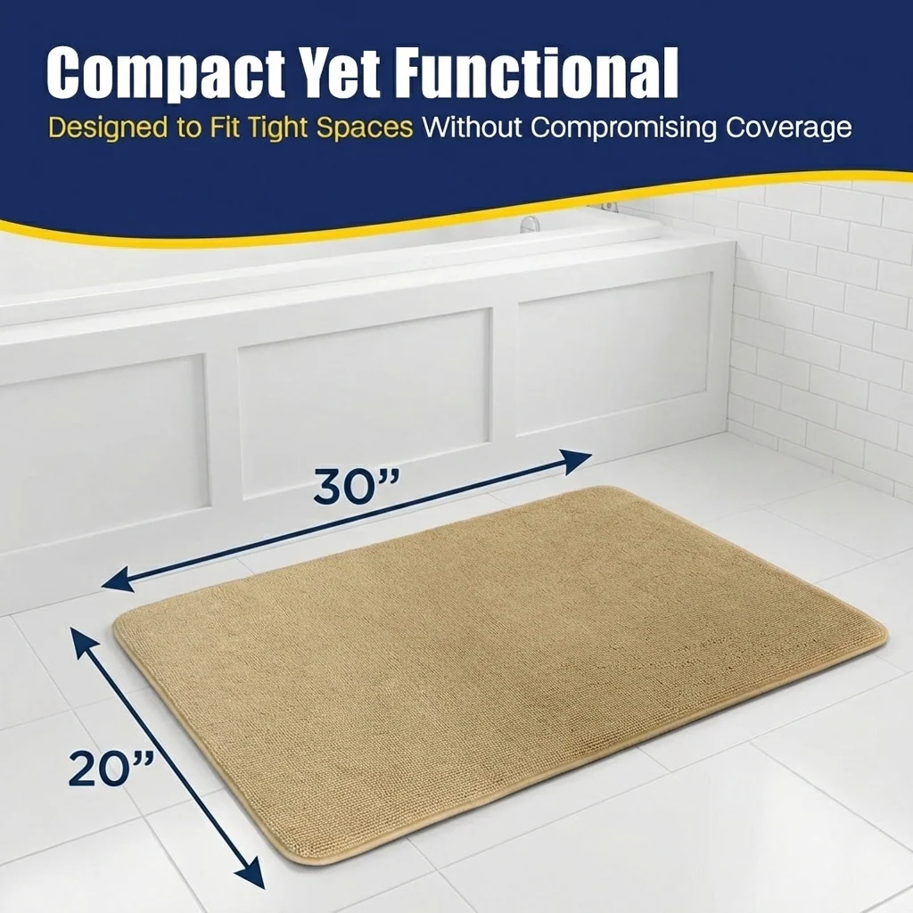 Muddy Mat® CloudStep Bathroom Rugs, Non Slip Bath Mats for Bathroom, Super Absorbent Memory Foam Chenille, Quick Dry Machine Washable Thick Toilet Rug for Shower Tub and Floor